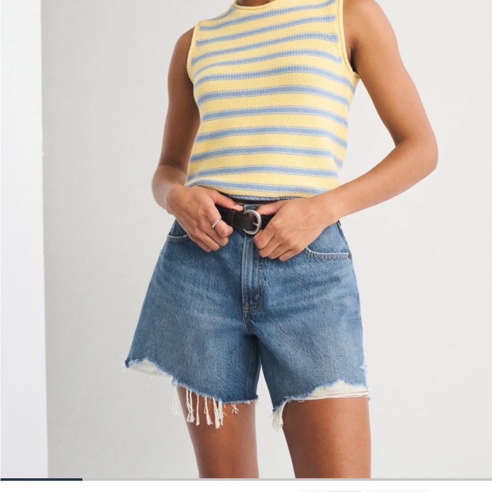 Abercrombie & Fitch Light Blue Distressed Denim Shorts